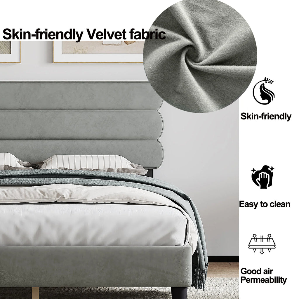 Queen Size Bed Frame Light Gray E86683