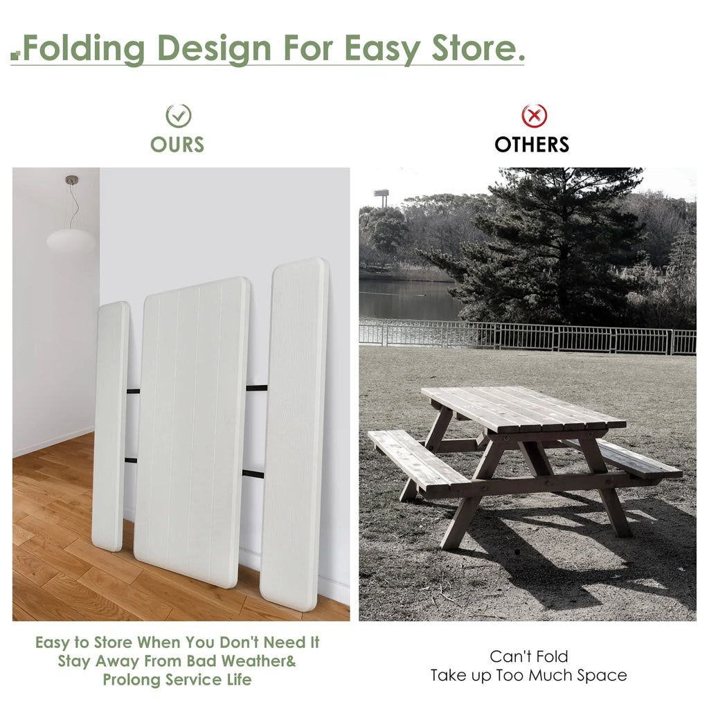 Folding Picnic Table Bench Set Grey O778383