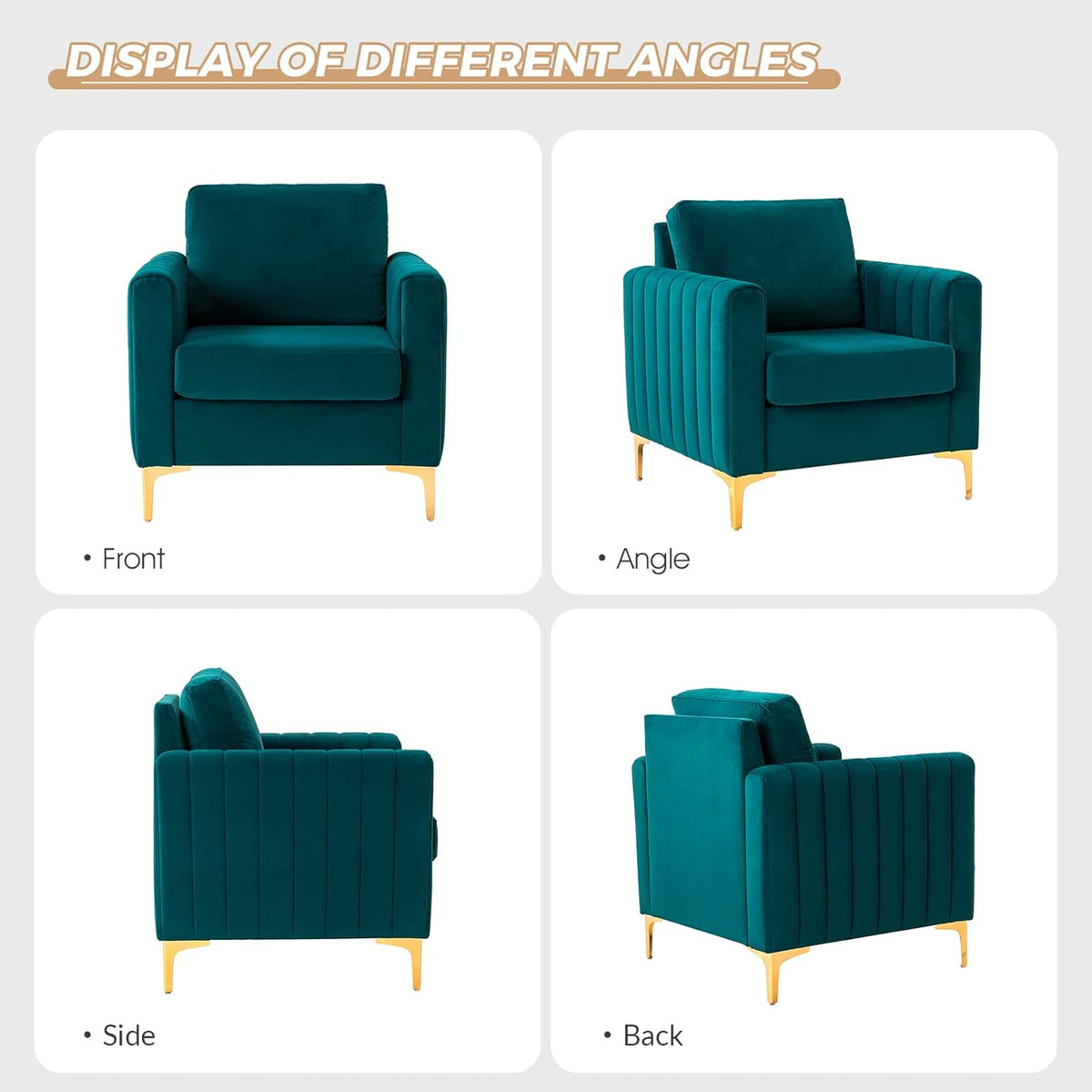 Teal Velvet Club Chairs Set Of 2 with Metal Legs Z965962