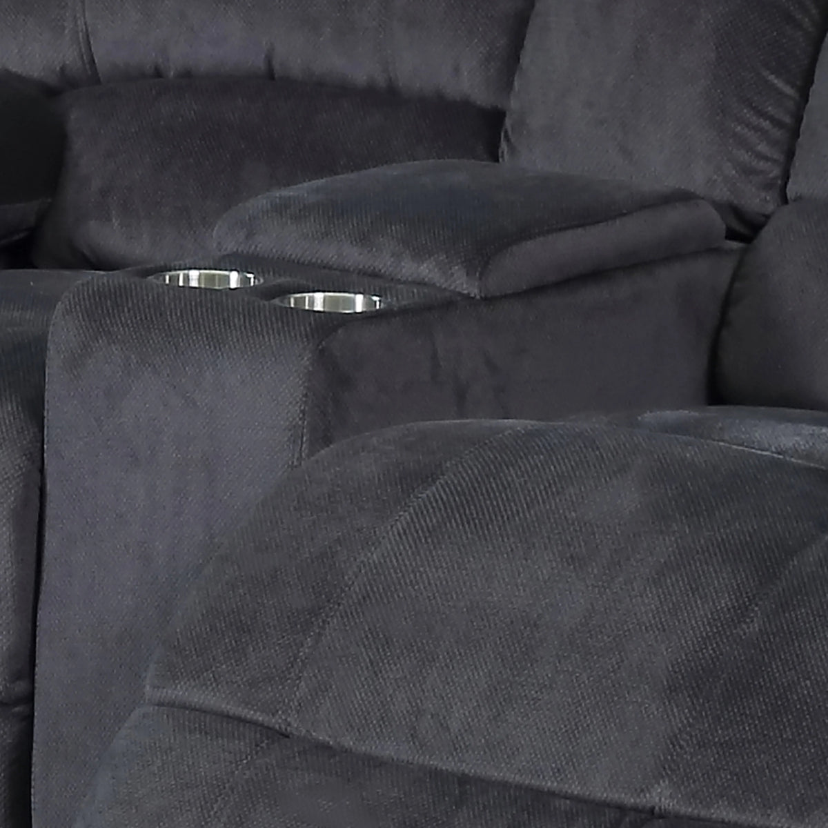Grey Reclining Love Seat with Console W27326