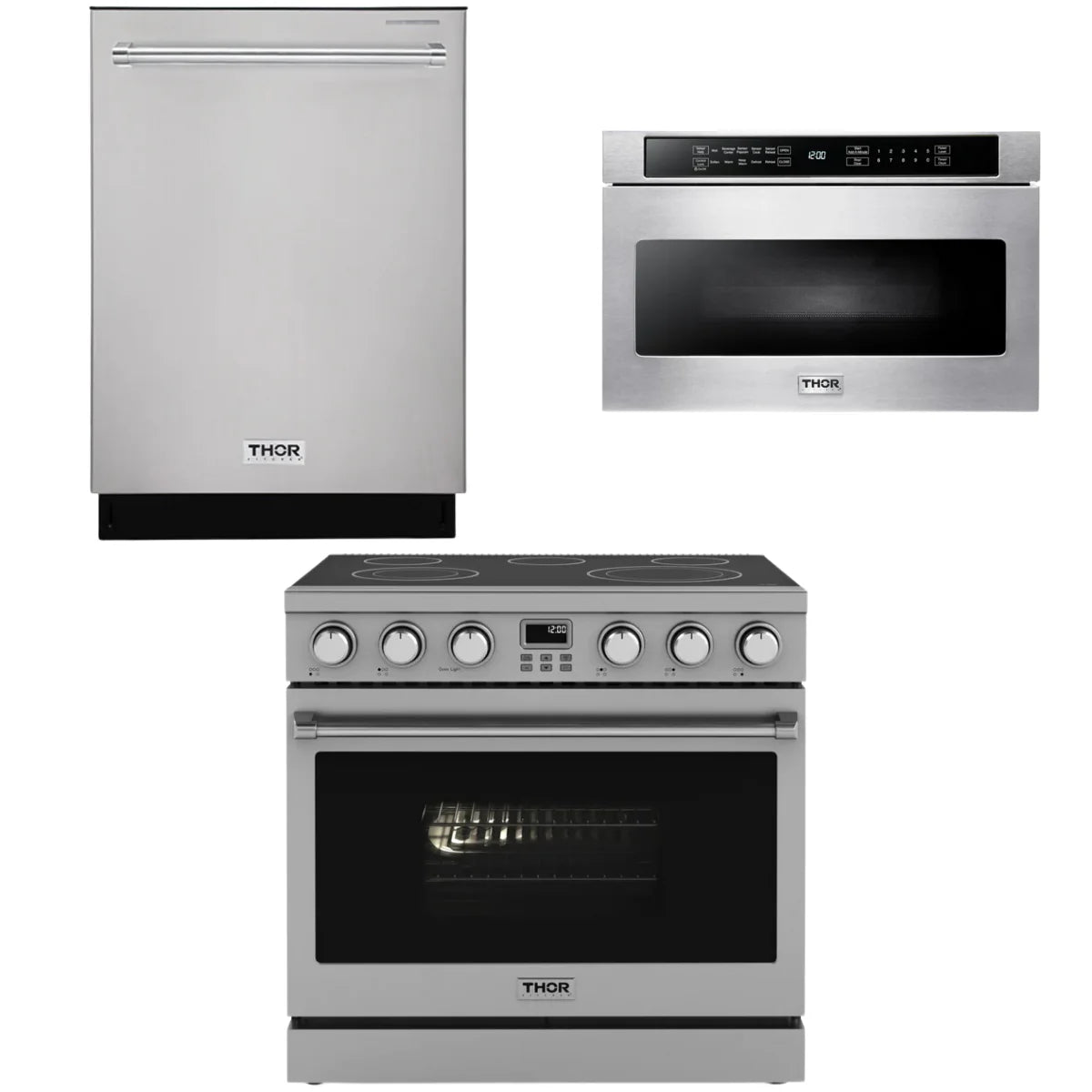 36 Electric Range, Dishwasher and Microwave X801