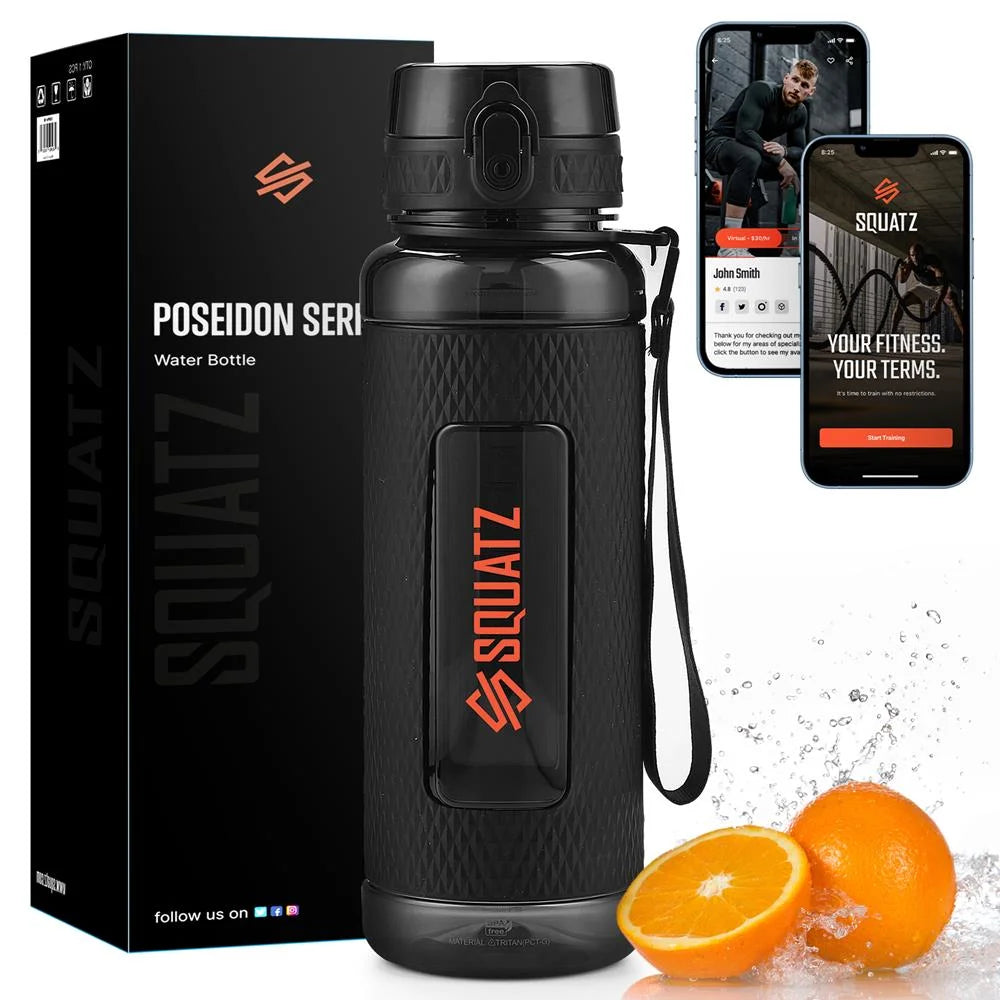1100ml Sports Water Bottle with Strainer (Black) H3631