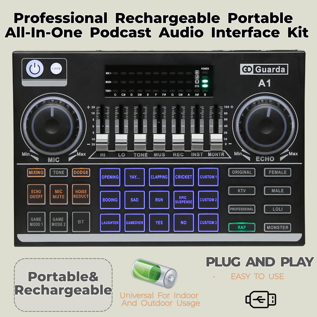 Portable ALL-IN-ONE Podcast Equipment Bundle Kit with DJ Mixer and Sound Card L212