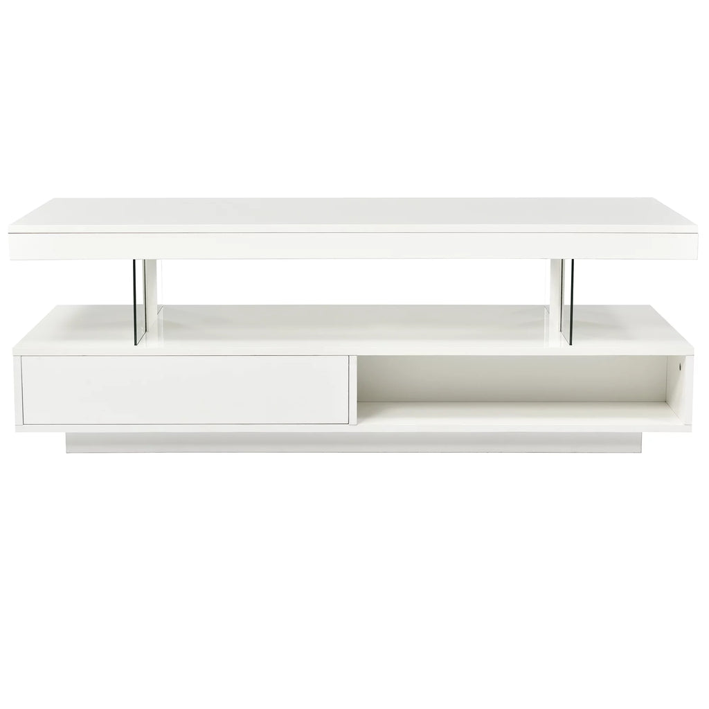 White LED Coffee Table with Storage and 2 Drawers L4029