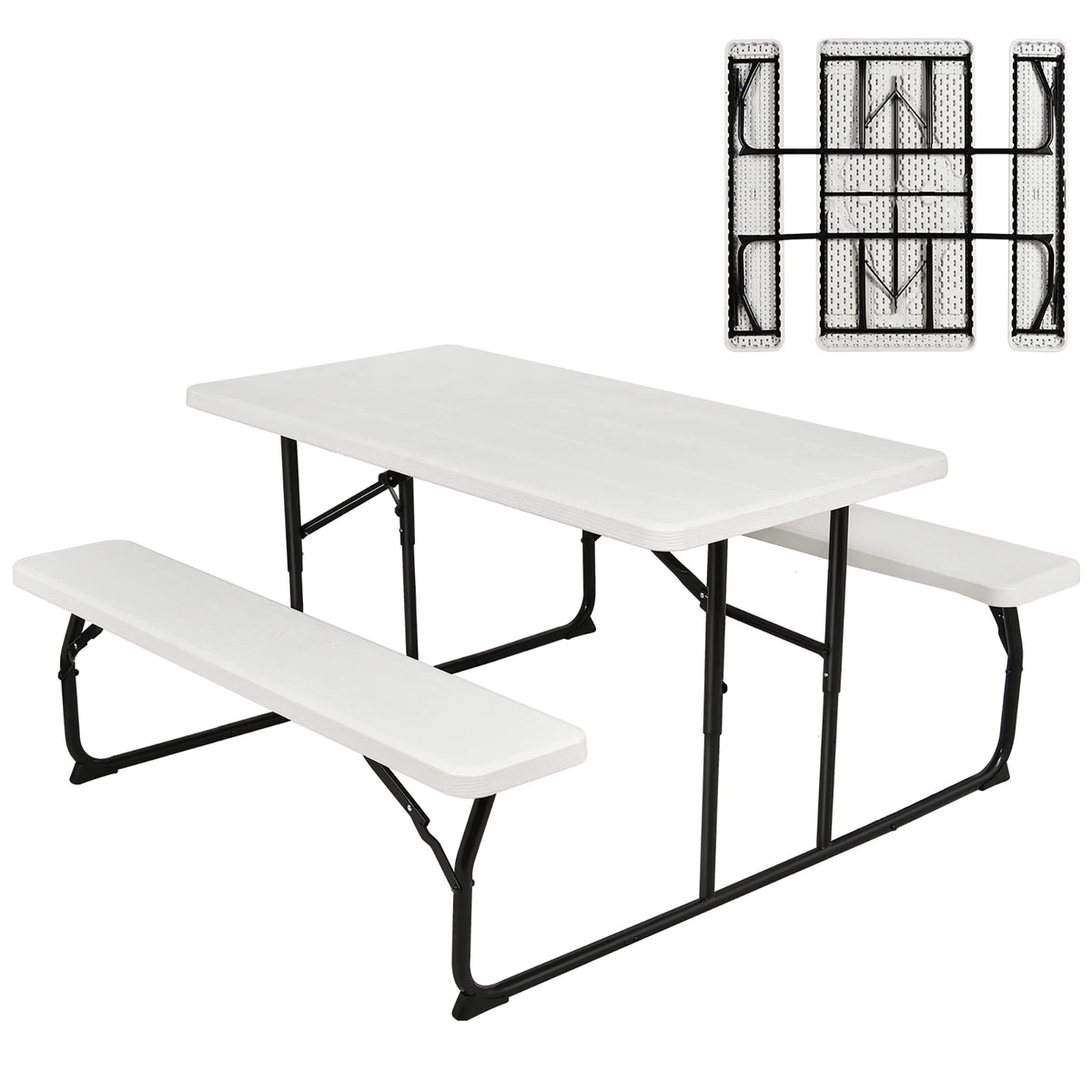 Folding Picnic Table Bench Set Grey O778383