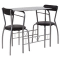 3 Piece Bistro Set with Black Glass Top Table and Black Vinyl Chairs J696