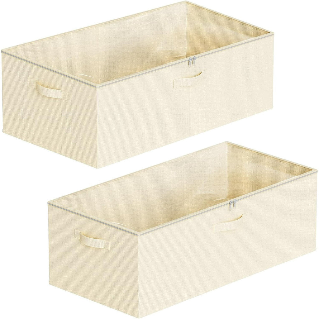 2 Pack 10 High Under Bed Storage Containers with Lids (Beige) T825