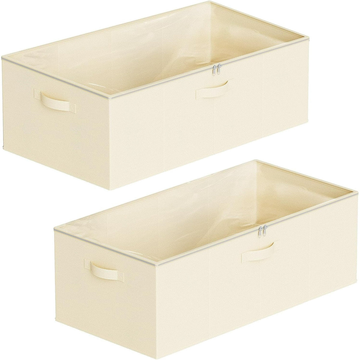 2 Pack 10 High Under Bed Storage Containers with Lids (Beige) T825