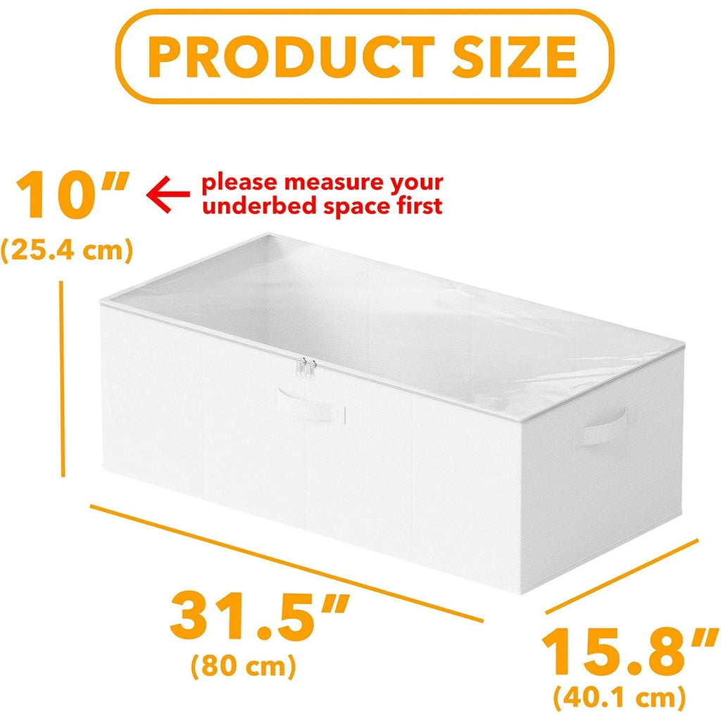 2 Pack 10 High Under Bed Storage Containers with Lids (Beige) T825