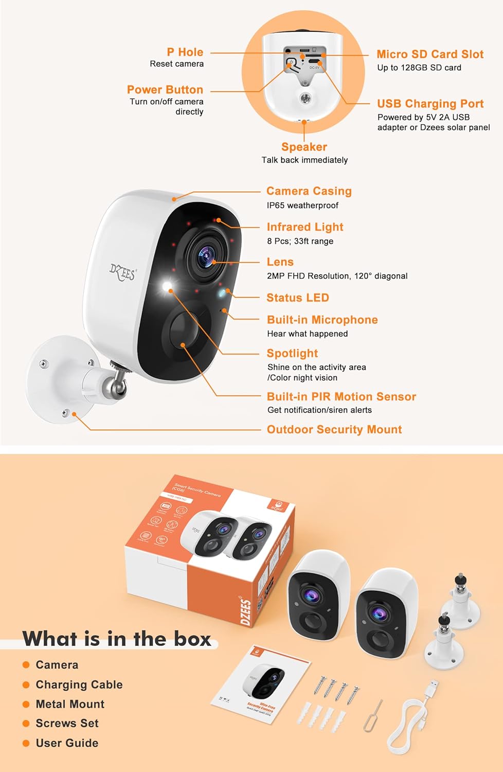 Security Camera Wireless Outdoor 2 pcs F421770