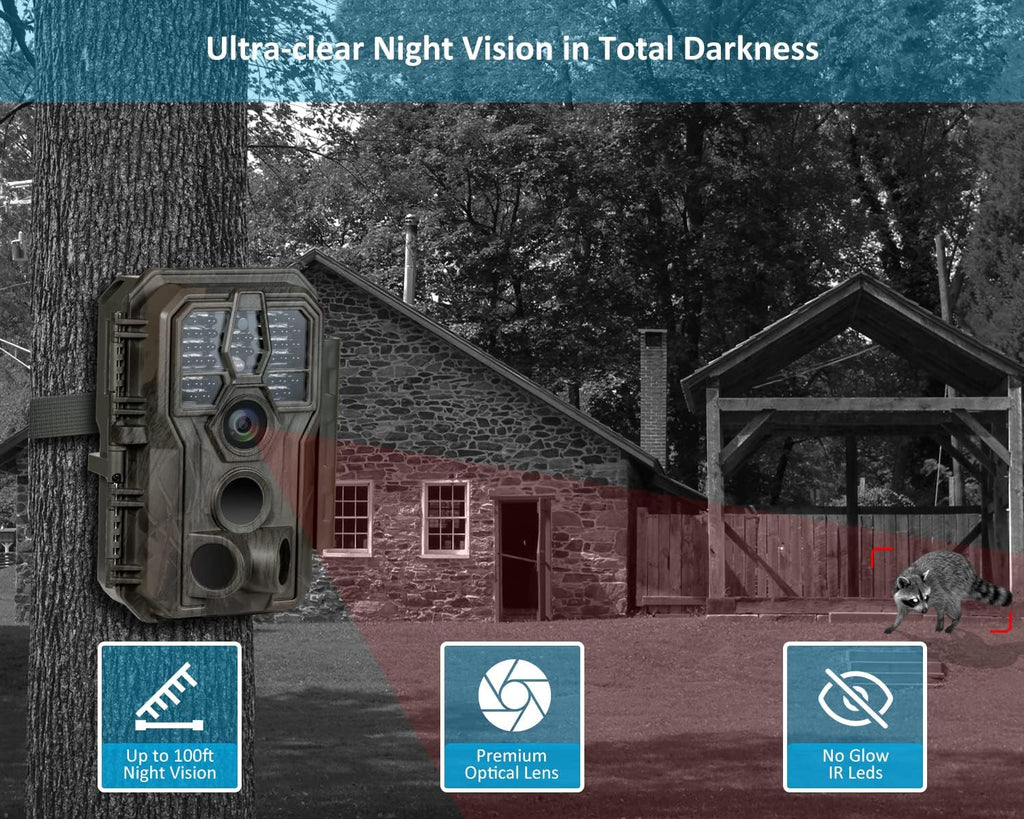 Camo 32mp 1296p Trail Camera with Night Vision, Pack of 2 E881