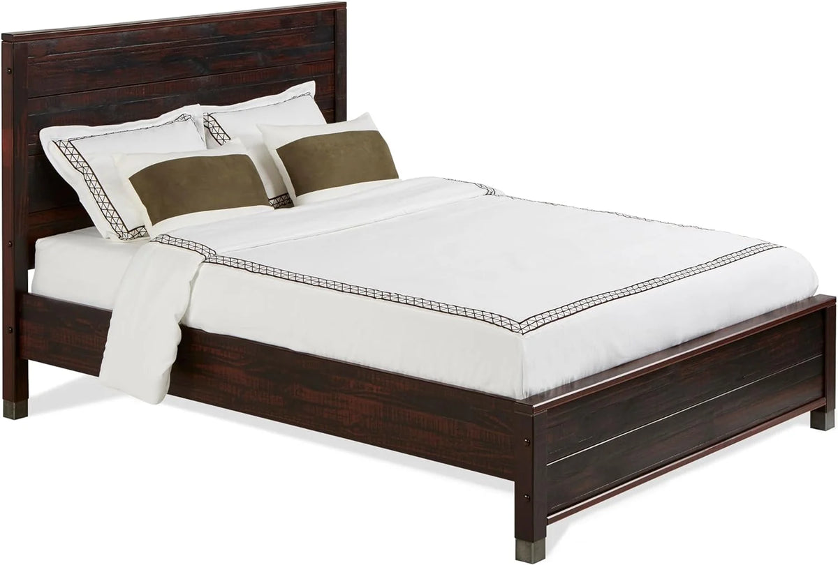 Solid Wood King Platform Bed in Walnut J84162