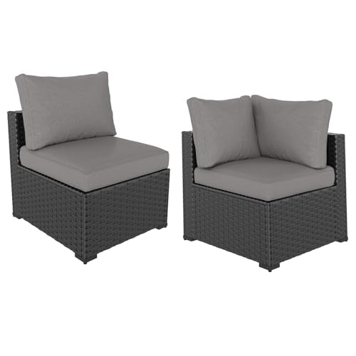 7 Piece Wicker Rattan Patio Sectional Sofa Set with Cushion D59833