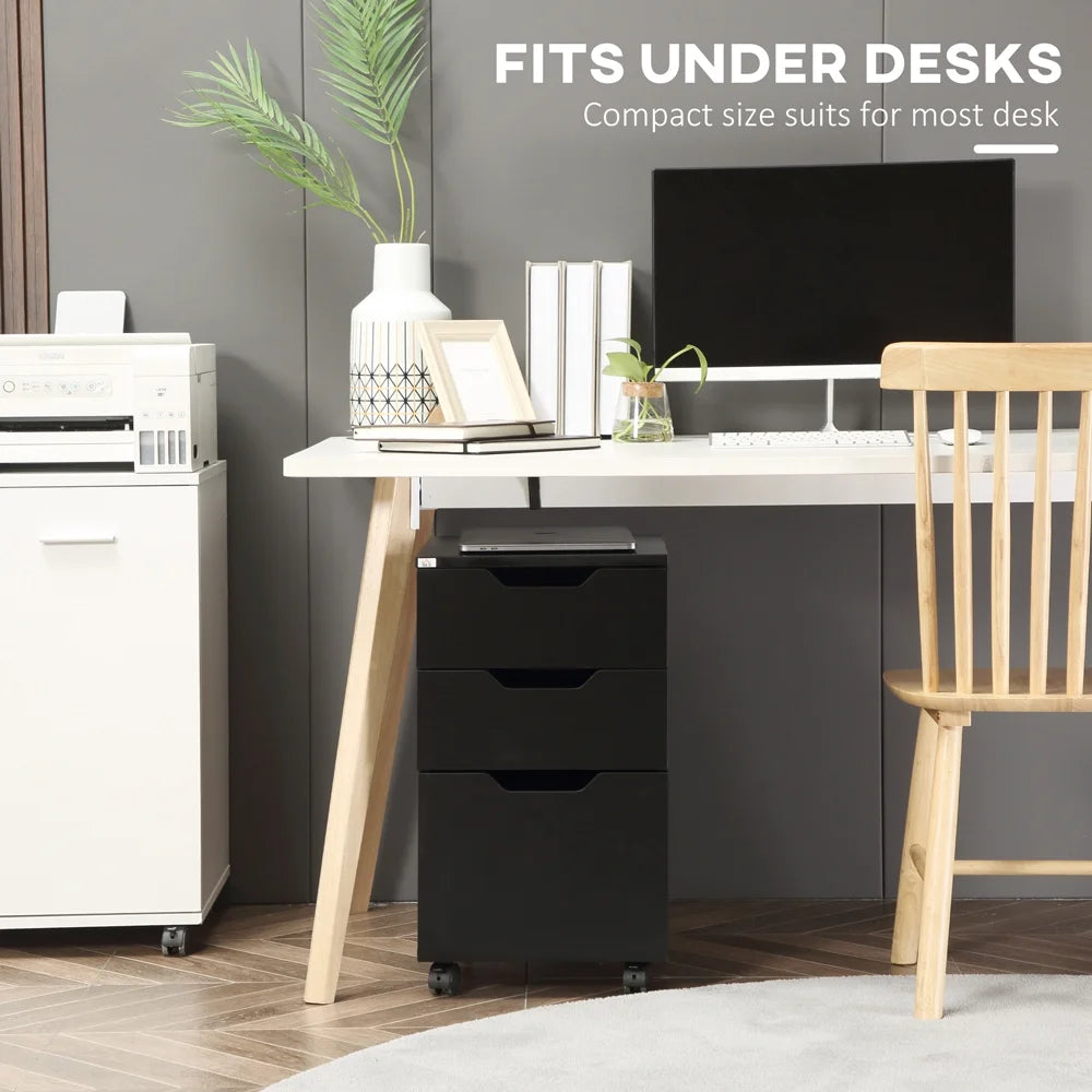 Black 3 Drawer Mobile File Cabinet X17319