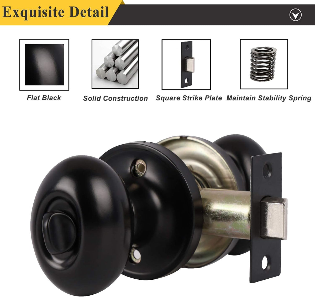 5 Pack Black Door Knobs Privacy Locks R54587