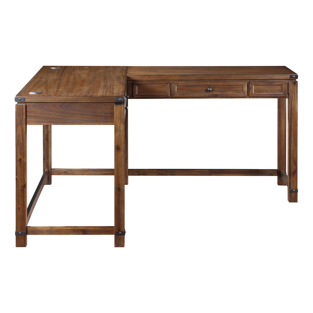 L-Shape Desk in Brushed Walnut Finish I907