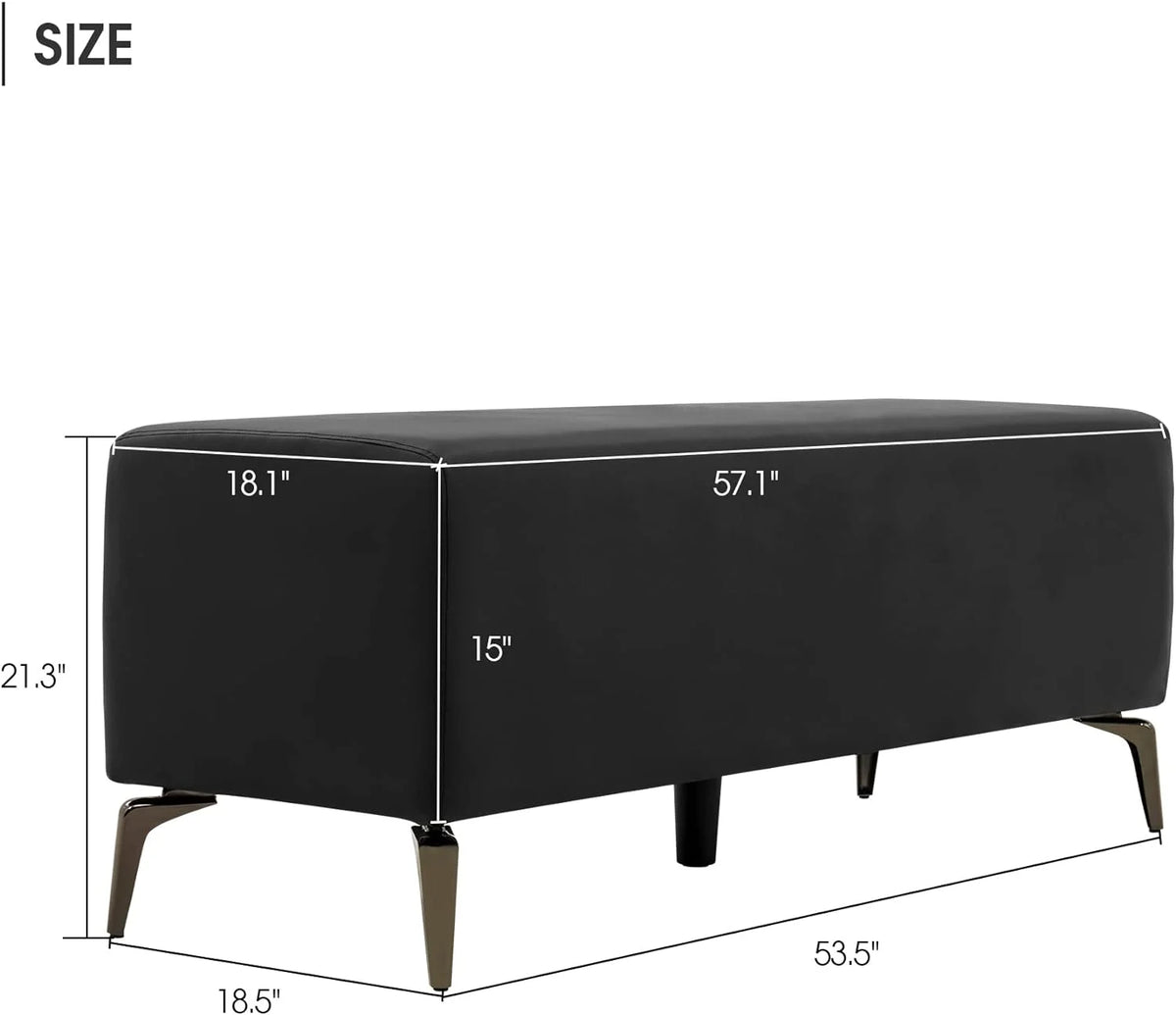 Black Faux Leather Waiting Room Bench U86060