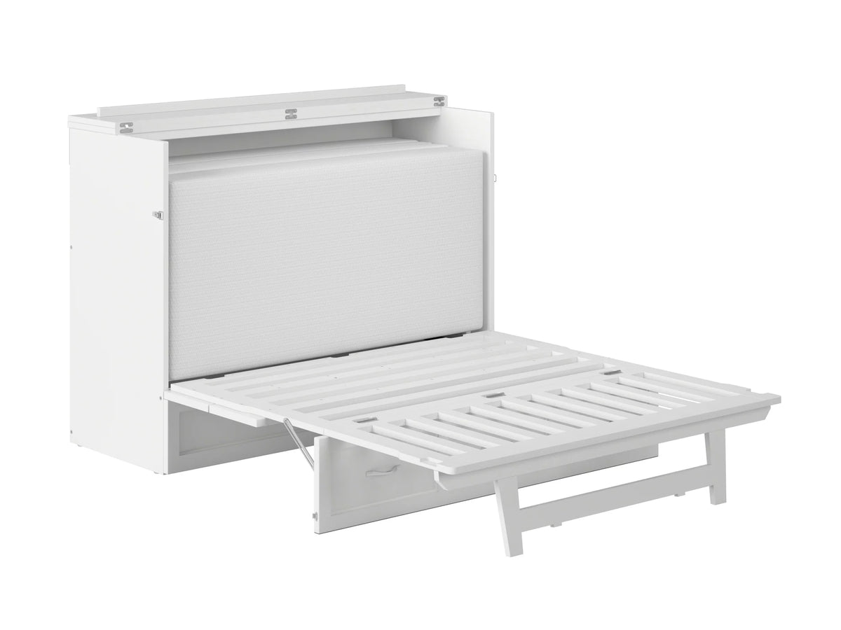 White Solid Wood Murphy Bed Chest with Mattress X308708