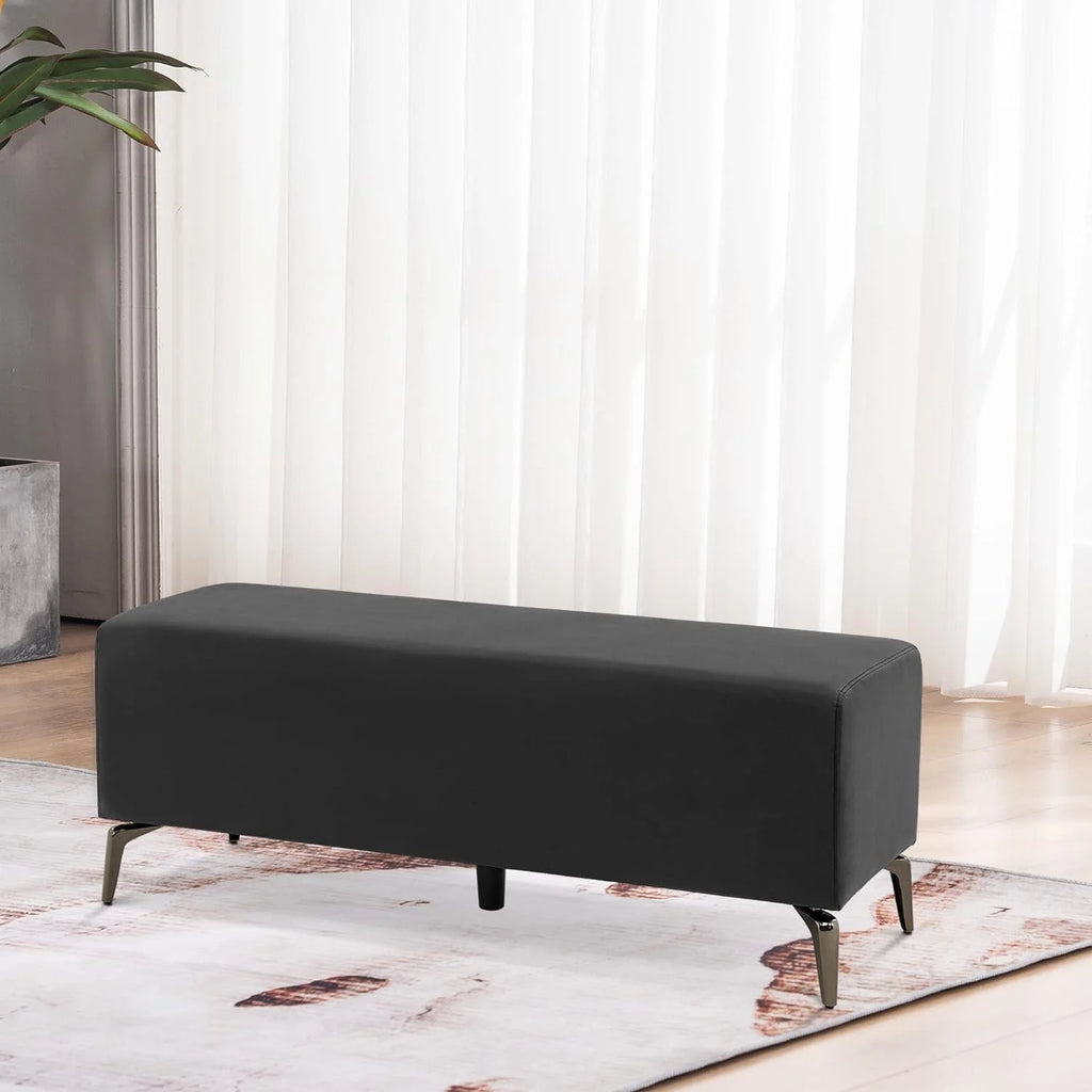 Black Faux Leather Waiting Room Bench U86060