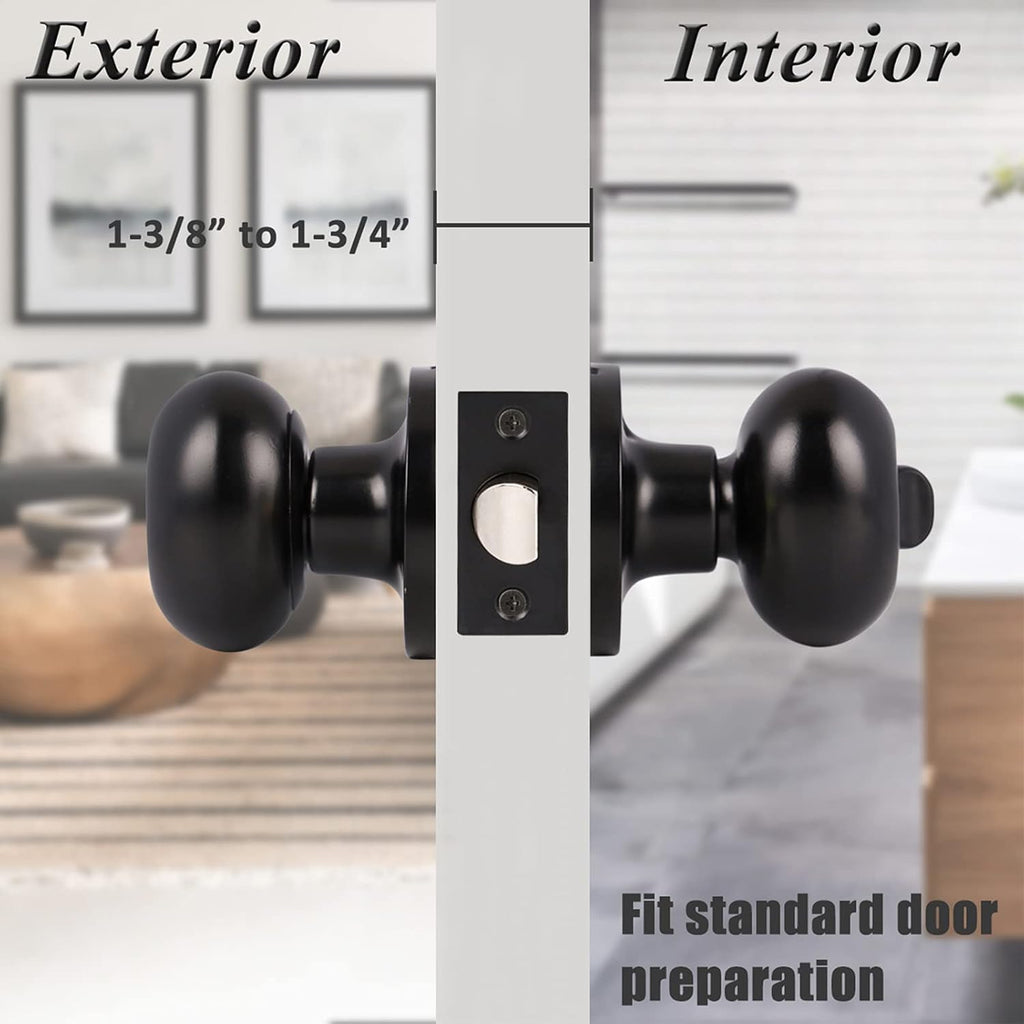5 Pack Black Door Knobs Privacy Locks R54587
