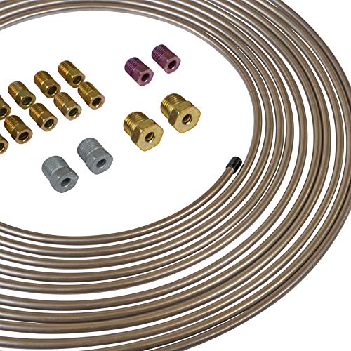 3/16" x 25' Copper-Nickel Brake Line Tubing Coil & Fitting Kit P40537