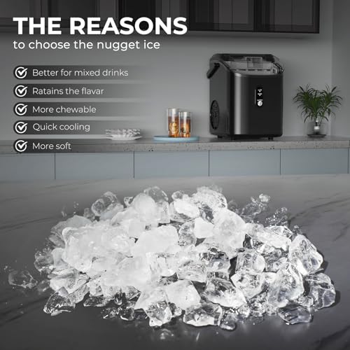 Black Countertop Nugget Ice Maker with Self-Cleaning N17633