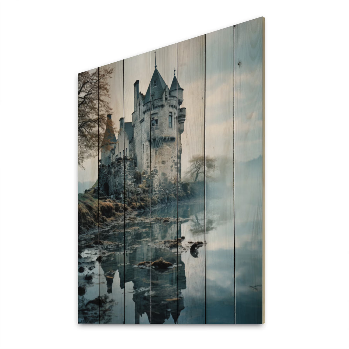 Natural Pine Wood Cityscapes Print A4698