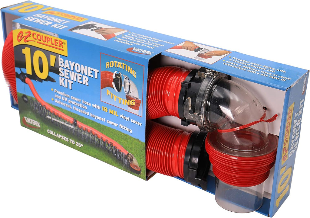 RV EZ Coupler Bayonet Sewer Kit with 10' Hose Pack of 2 X1649