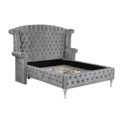 Grey Tufted Upholstered Eastern King Bed E952879