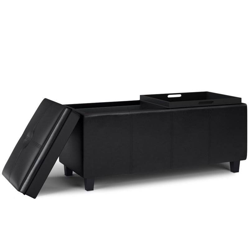 2-Tray Storage Ottoman in Midnight Black T88296