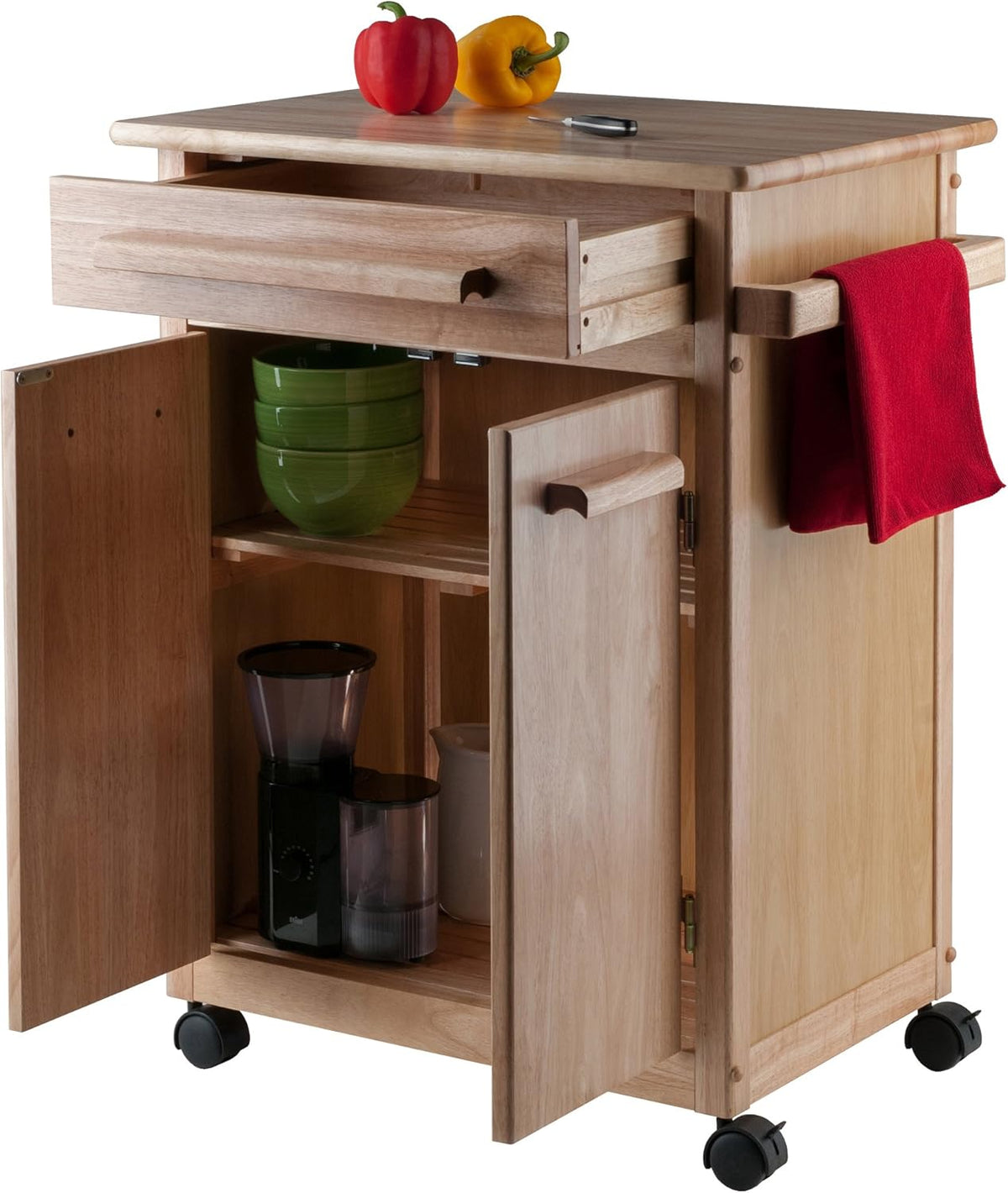 Natural Wood Single Drawer Kitchen Cabinet Storage Cart G952