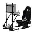 Black Seat TV VR Sim Racing Simulator Cockpit with Monitor Stand B57158