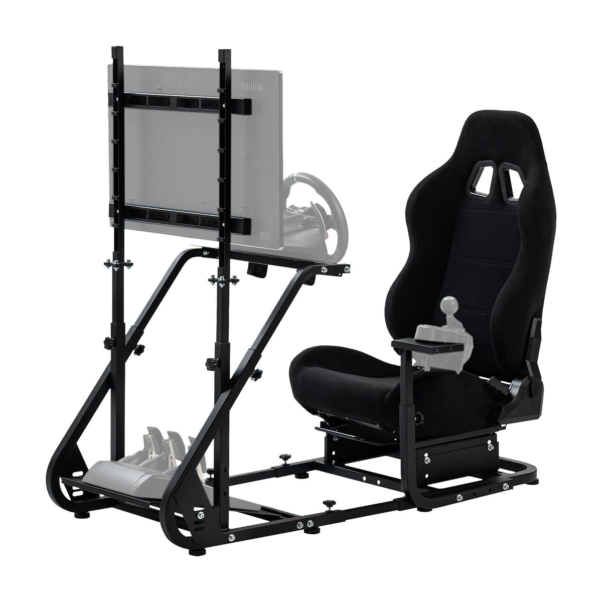 Black Seat TV VR Sim Racing Simulator Cockpit with Monitor Stand B57158