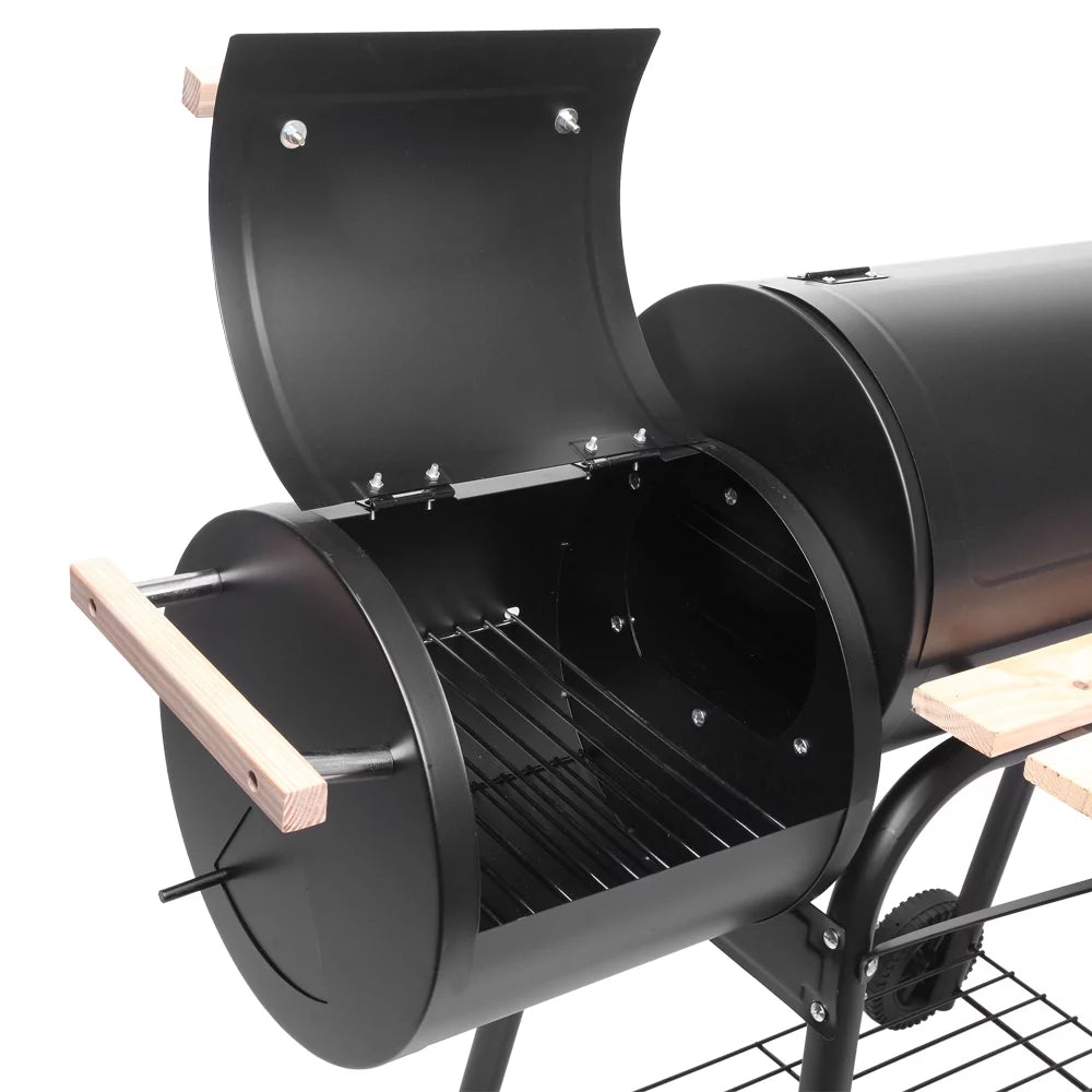 Charcoal BBQ Grill with Wheels and Storage Holder, 28 Inch B393465