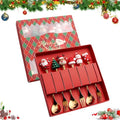 Gold Stainless Steel 3 Spoons and 3 Forks Dessert Set I8943