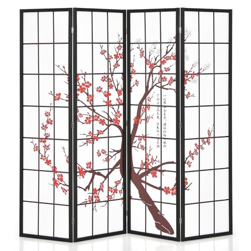 4 Panel 6FT Folding Privacy Screen, White B53373