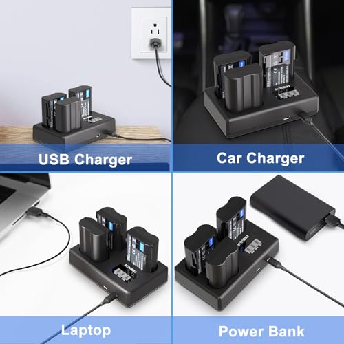 3 Pack EN-EL15C Batteries and Three-Slot Charger Set 2280mAh F252727