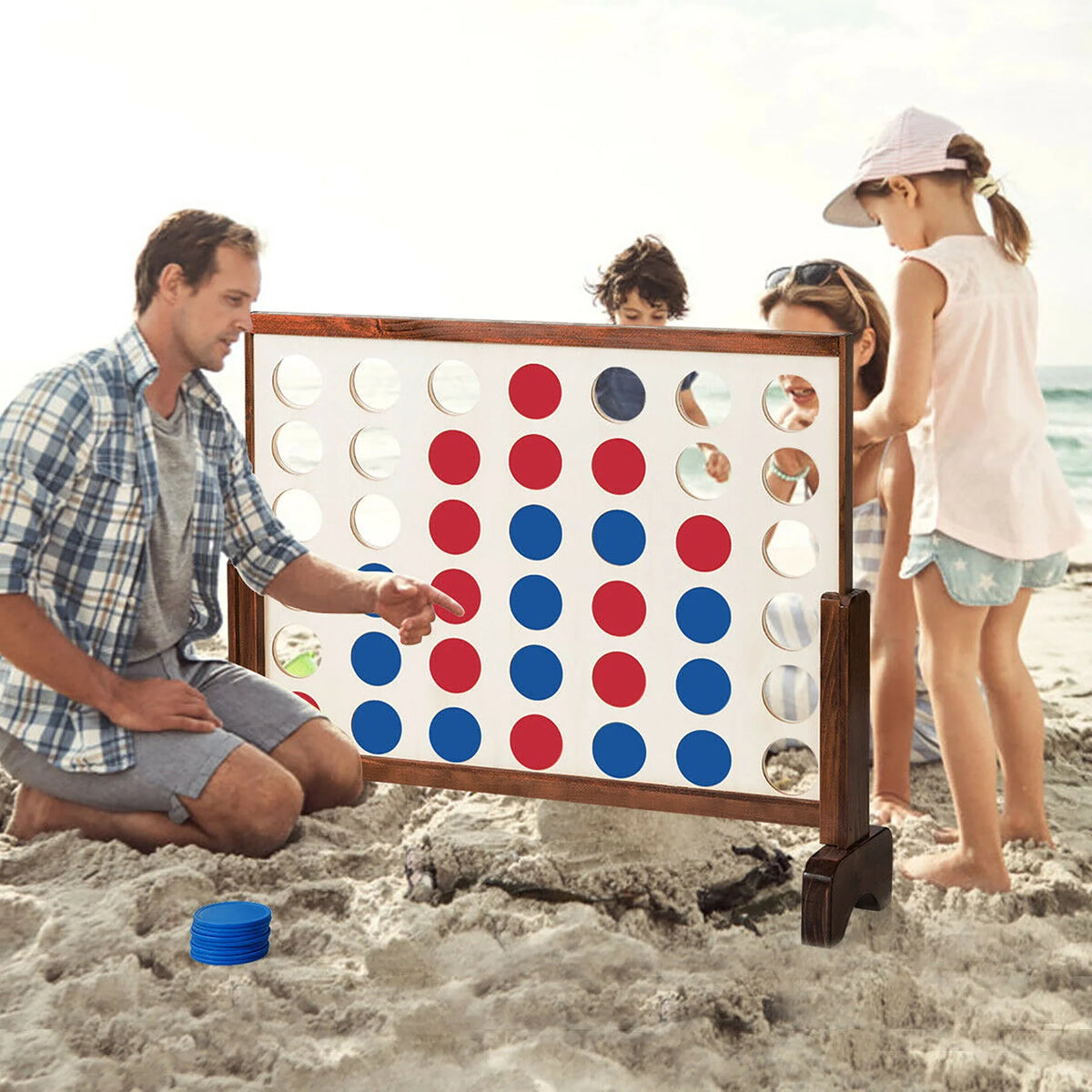 4 In A Row Wood Board Game with Carrying Bag S18135