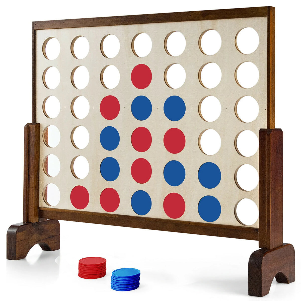 4 In A Row Wood Board Game with Carrying Bag S18135