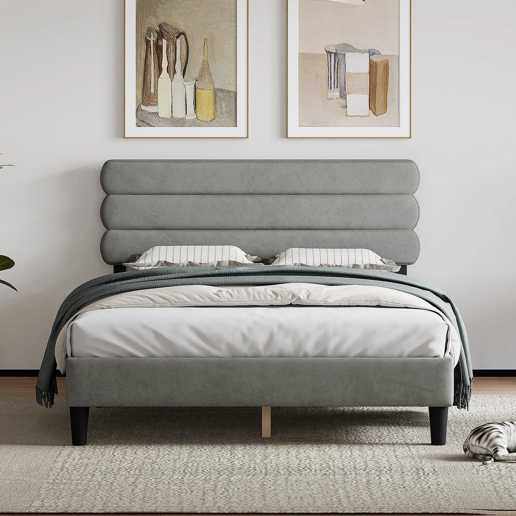 Queen Size Bed Frame Light Gray E86683