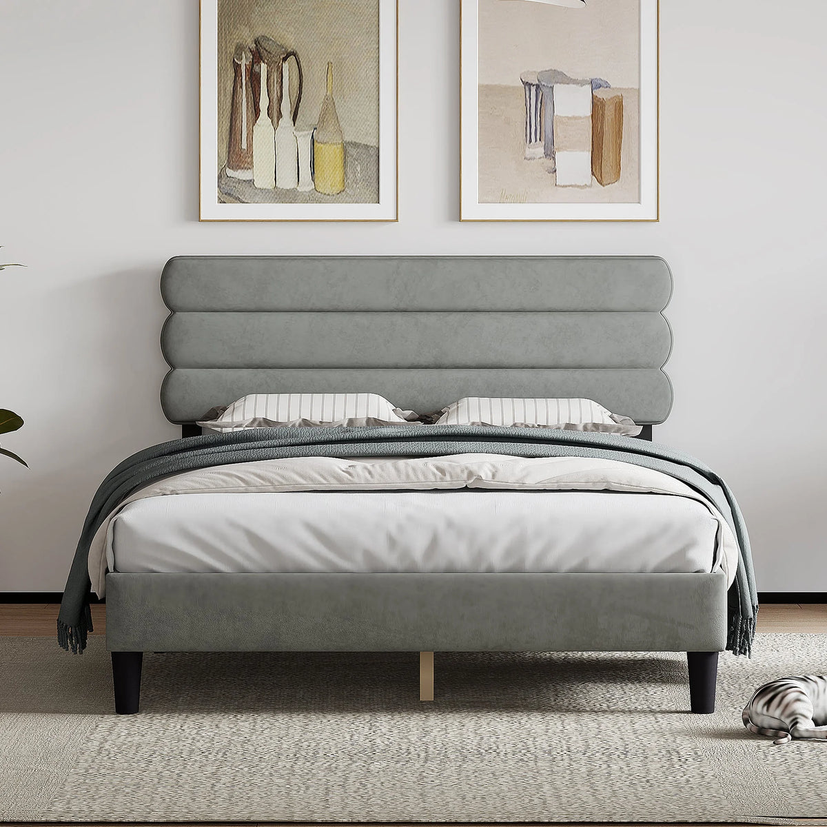 Queen Size Bed Frame Light Gray E86683