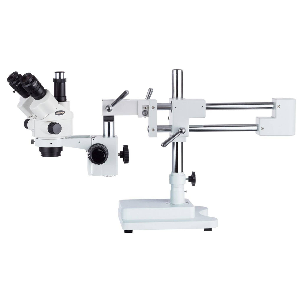7X-90X Simul-Focal Stereo Zoom Microscope on Dual Arm Boom Stand E9165