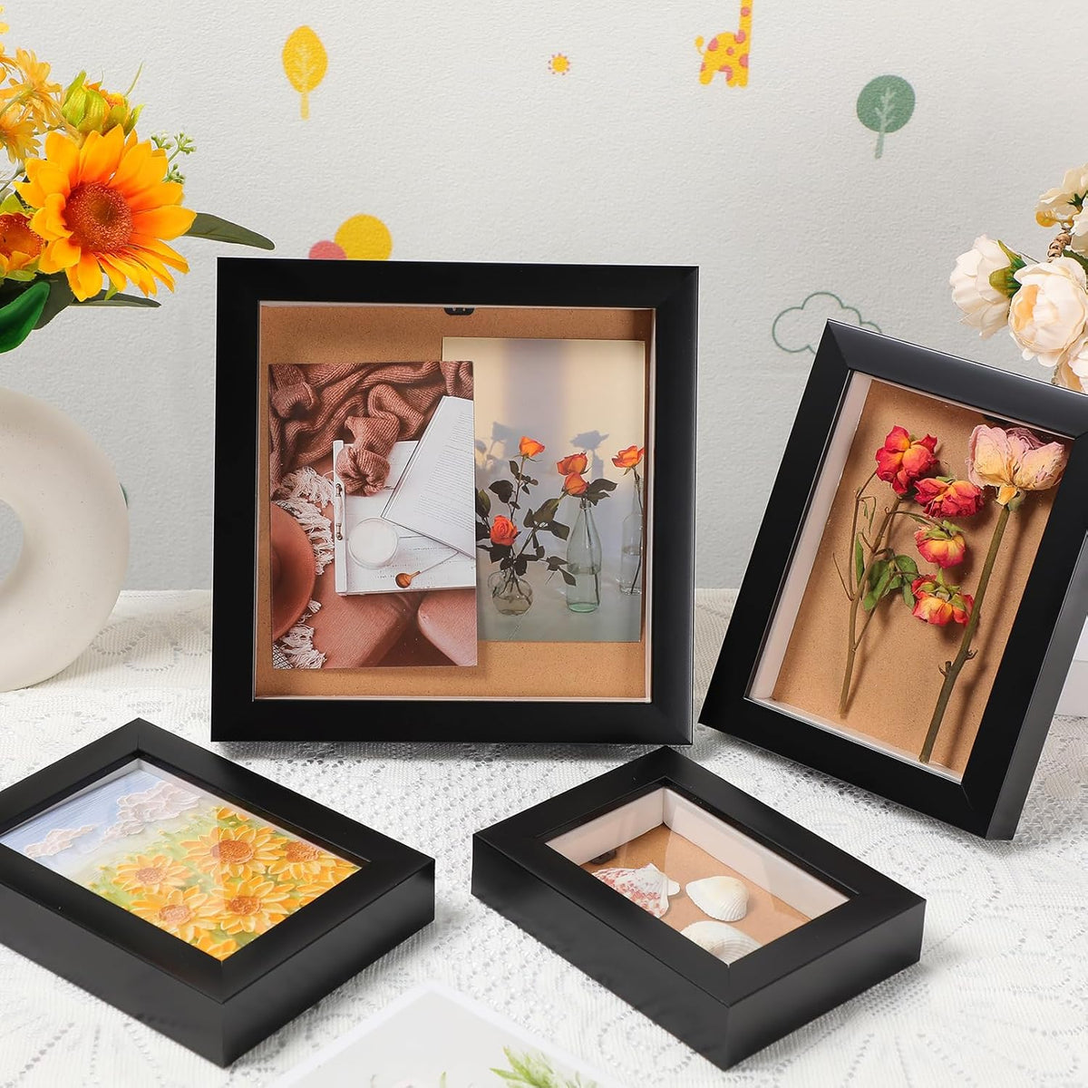 6 Pcs Black Wood Shadow Box Frame Set G54827