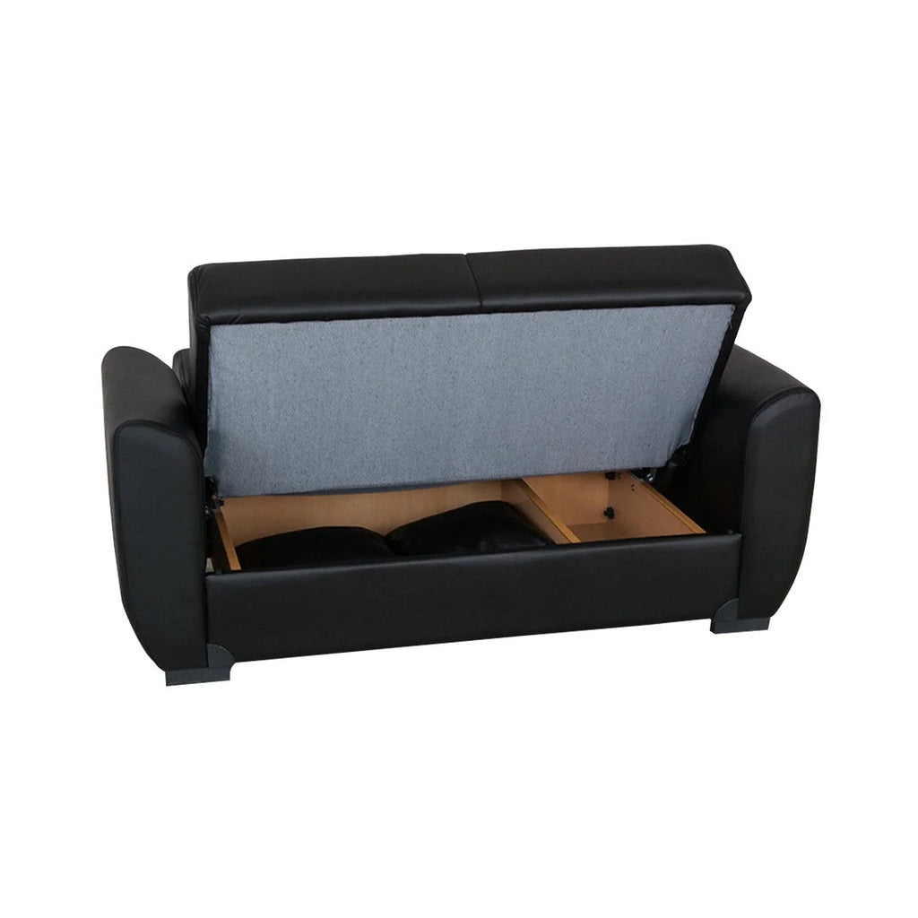 Black PU Leather Loveseat D972962