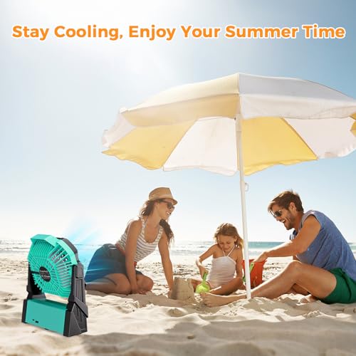 Portable Camping Fan, 20000mAh Rechargeable Battery Operated Fans with Lights, 4 Speed, Adjustable Brightness (Blue Black) Z95482