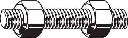 Threaded Stud, plain, 1-1/4-8X14-3/4, pk6 J720325
