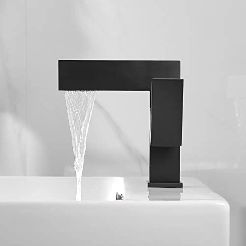 Matte Black Ultra-Thin Waterfall Bathroom Faucet U222141