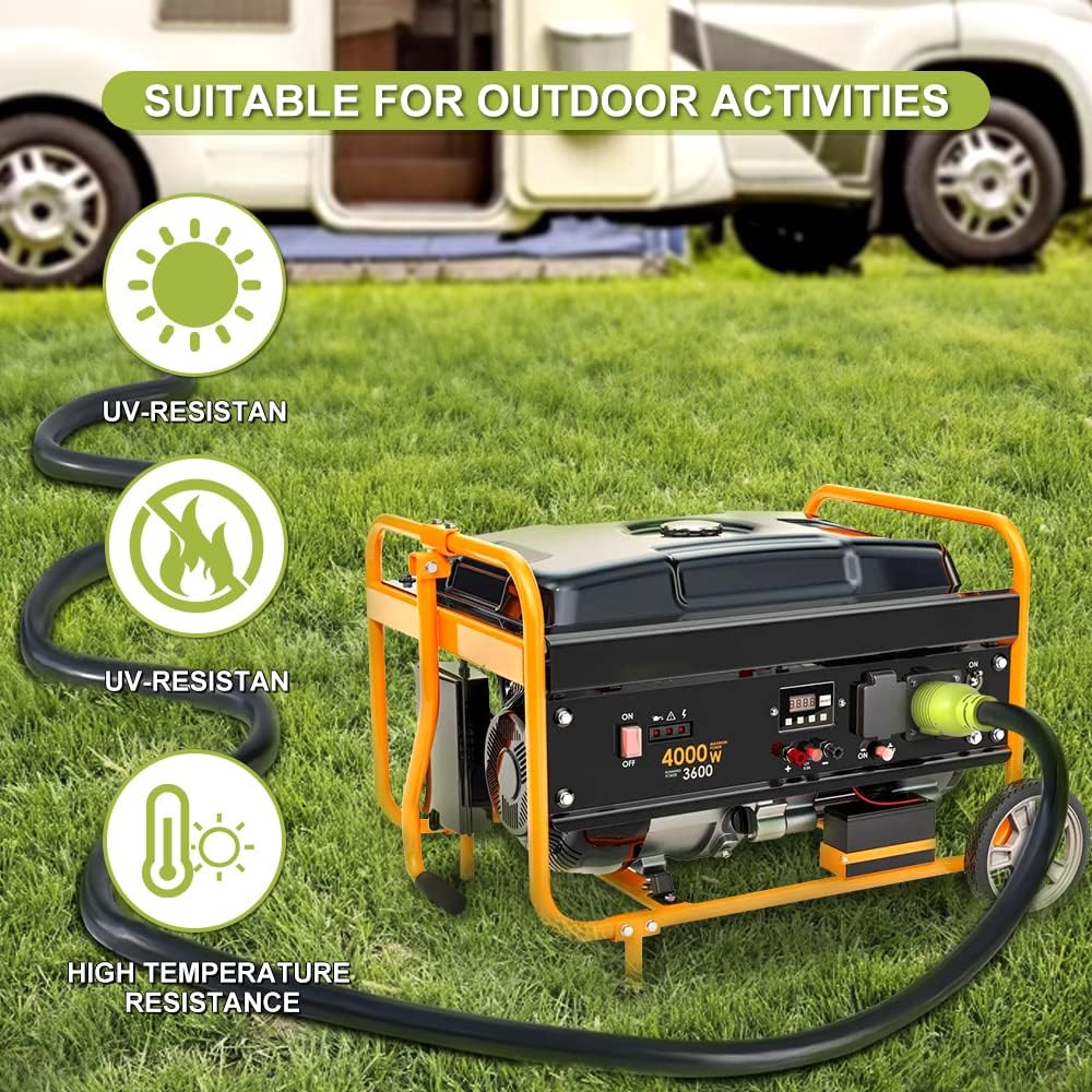 4 Prong 30 Amp Generator Extension Cord, NEMA L14-30P/L14-30R, 10 Gauge SJTW, Twist Lock Plug, 125/250V, 7500W (40FT) K3646