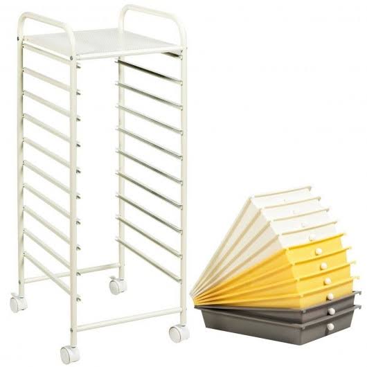 10 Drawer Yellow Rolling Storage Cart Organizer H429