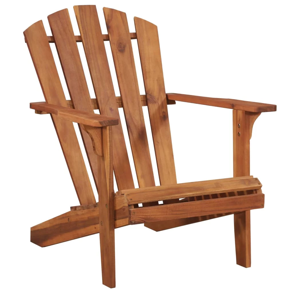 Brown Acacia Wood Adirondack Chair with Footrest D754